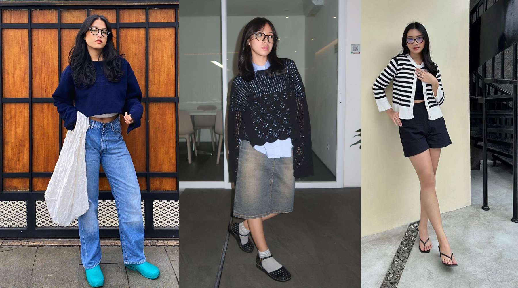 4 Cara Styling Outfit Saat Memakai Kacamata Bingkai Hitam